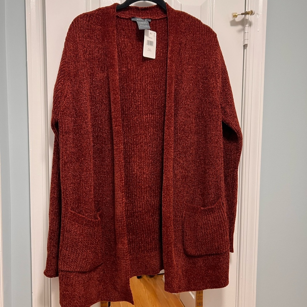 Matty M Women's Brick Red Cardigan Sweater